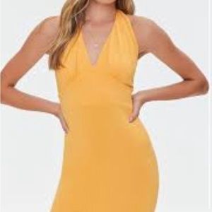 Lime Green Halterneck Dress with slit